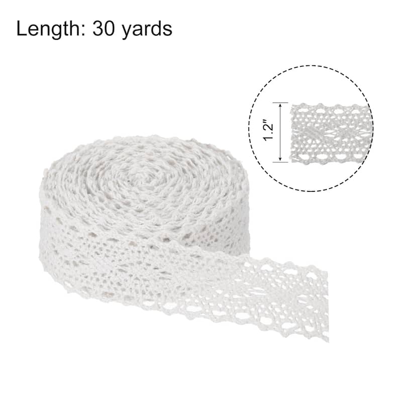 Lace Ribbon Cotton Lace Trim for Craft,Gift Wrappers,Wedding Style 13 - White - 1.18" x 30 Yards