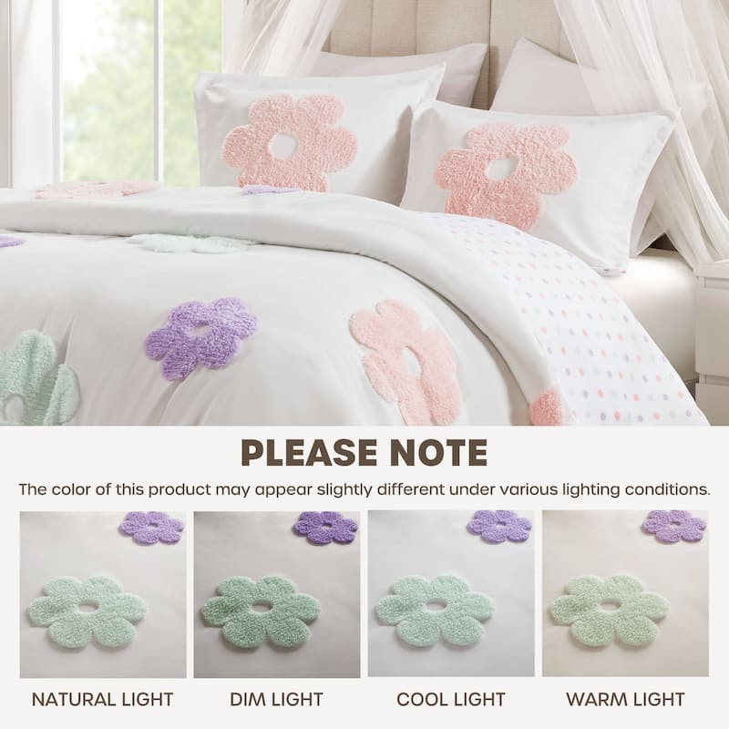 Intelligent Design Kids Madeline Floral Reversible Tufted Chenille Duvet Cover Set