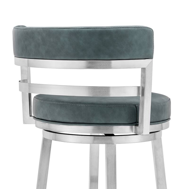 Titana Blue or Red Faux Leather Upholstered Swivel Bar/Counter Stool