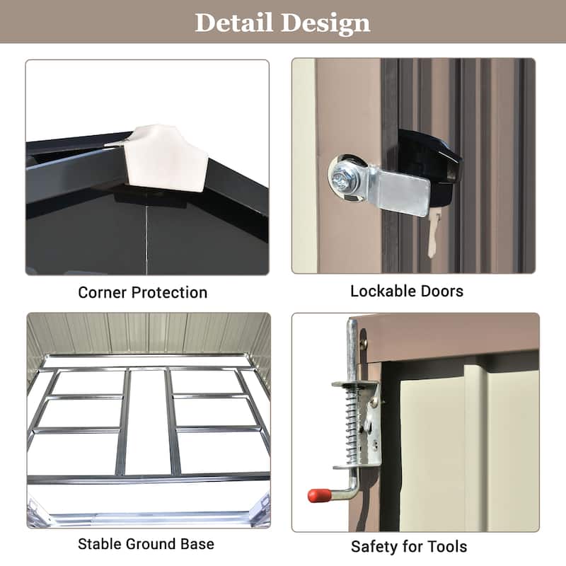 7.8 ft. W x 6 ft. D Metal Shed with Double Door (44 sq. ft.)