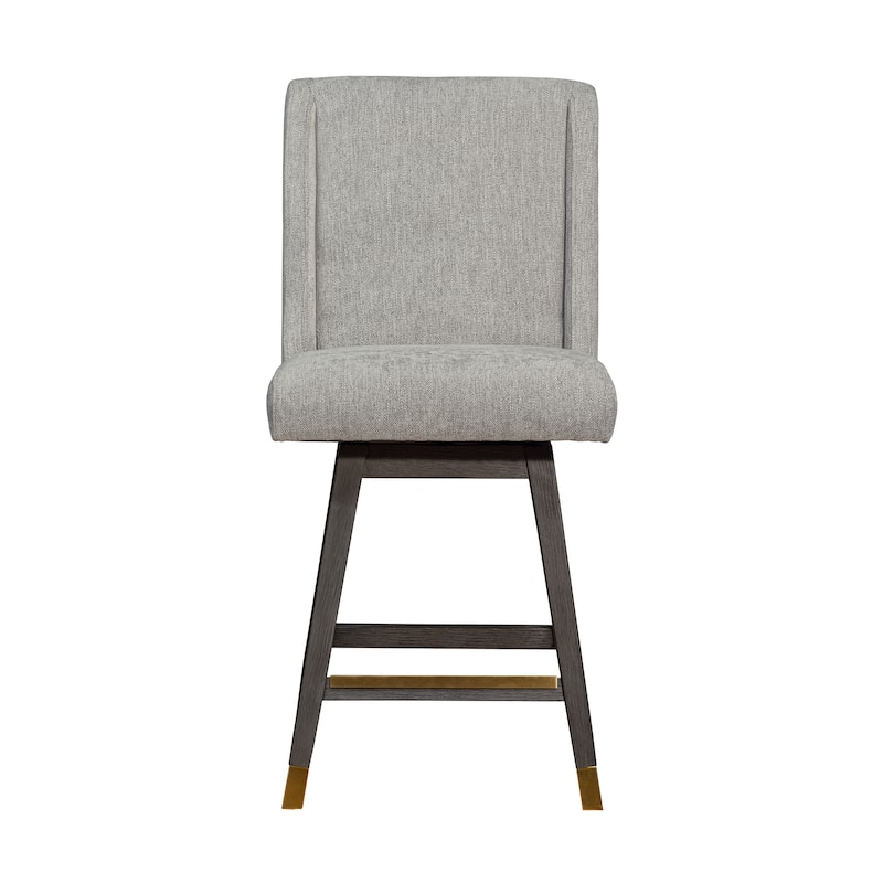 Stancoste Wingback Swivel Bar or Counter Stool with Wood Legs