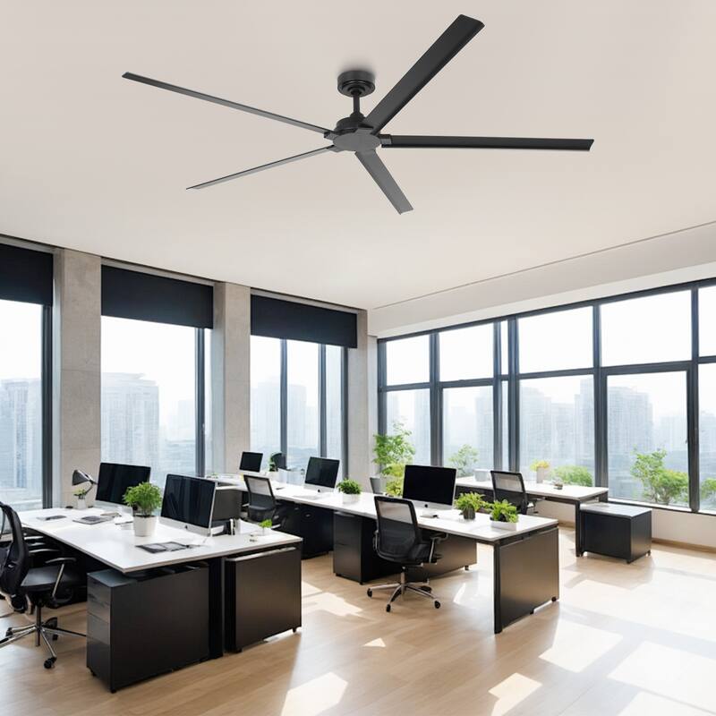 72" Black Industrial Waterproof Aluminum Large Outdoor Ceiling Fan with Remote
