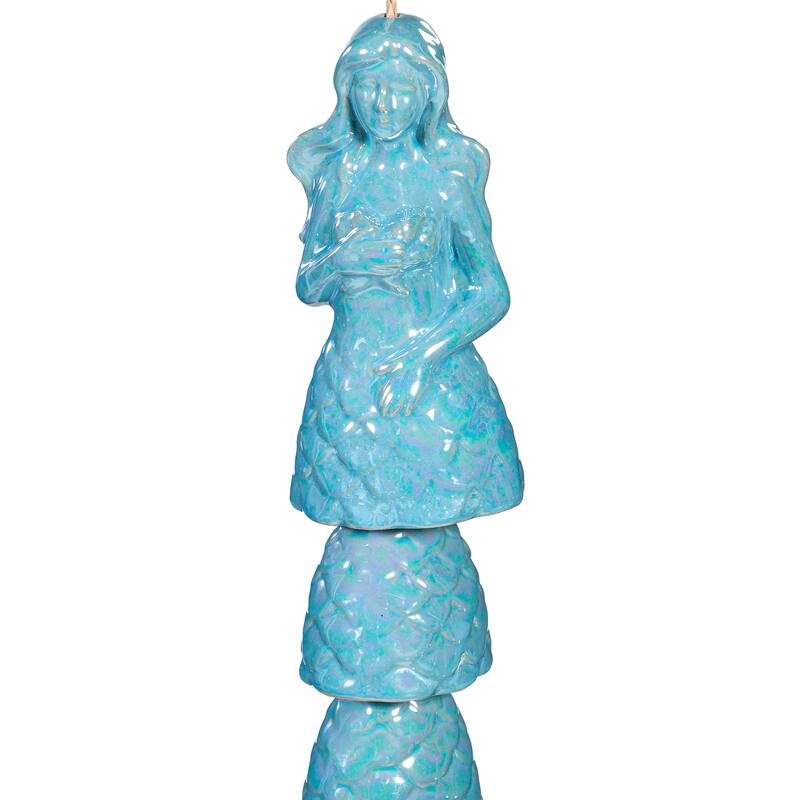 12" Iridescent Ceramic Mermaid Garden Bell
