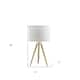Gold Metal Adjustable Height Tripod Table Lamp With White Drum Shade - 14