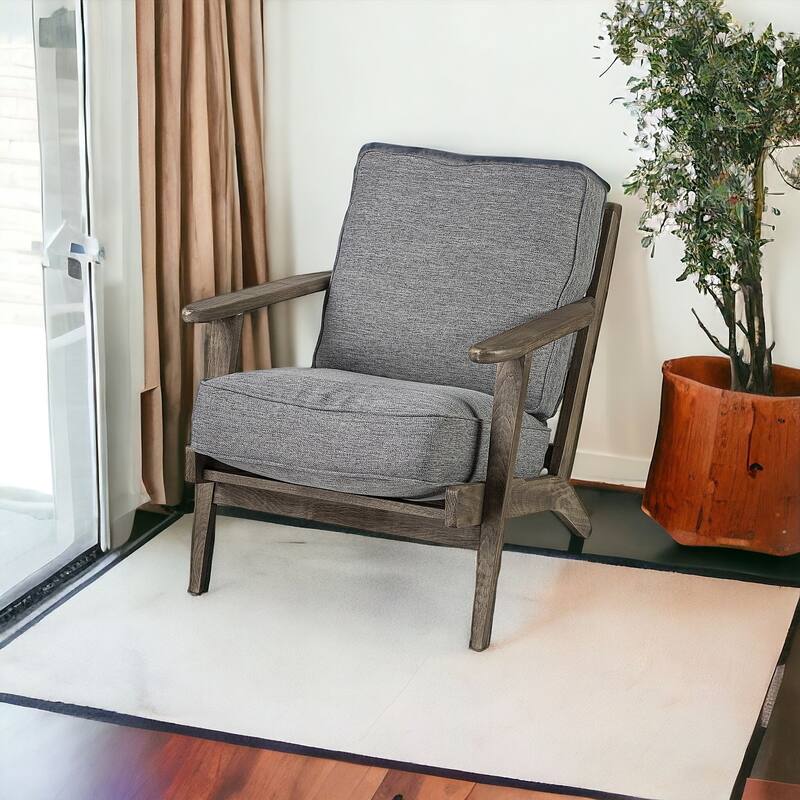 HomeRoots 31" Gray and Brown Fabric Lounge Chair - 31' X '32' X '28 - 31' X '32' X '28