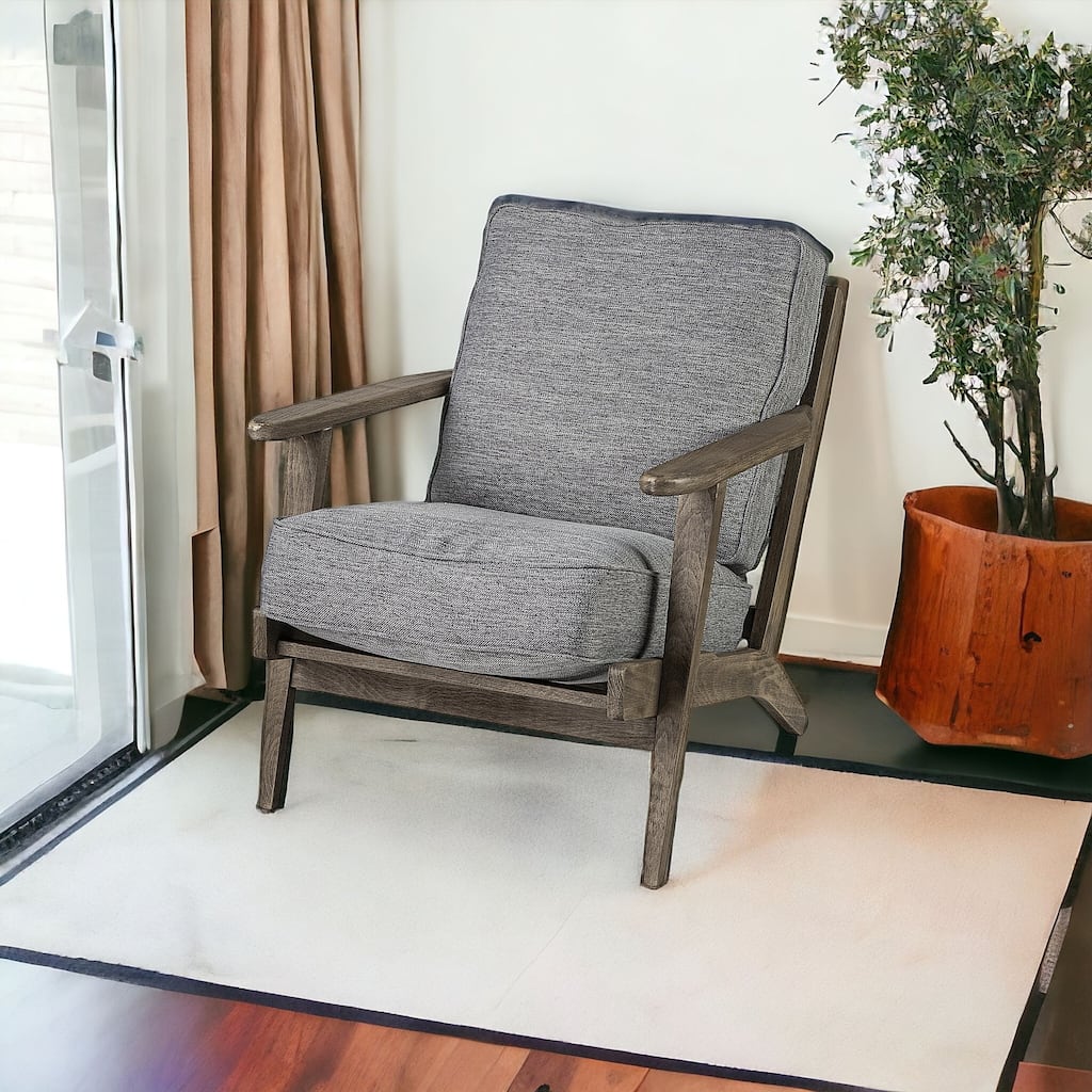 HomeRoots 31" Gray and Brown Fabric Lounge Chair - 31' X '32' X '28