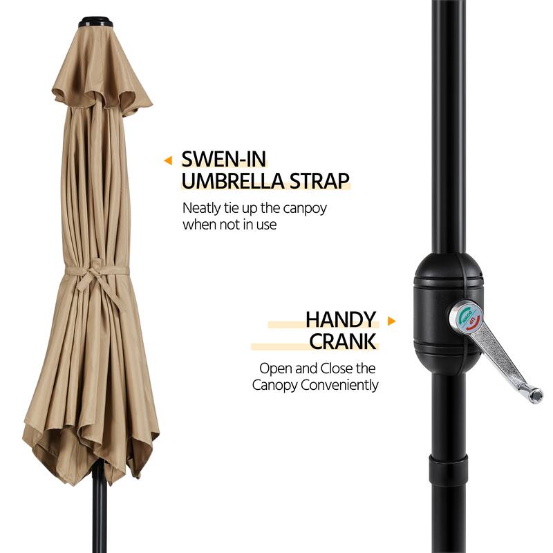 Yaheetech 9ft Patio Umbrella 8 Ribs with Push Button Tilt and Crank