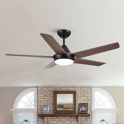 48 in. Integrated LED Indoor Brown Farmhouse Ceiling Fan with Light Kit and Remote Control - 48 INCHES