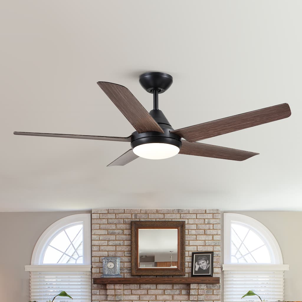 48 in. Integrated LED Indoor Brown Farmhouse Ceiling Fan with Light Kit and Remote Control - 48 INCHES