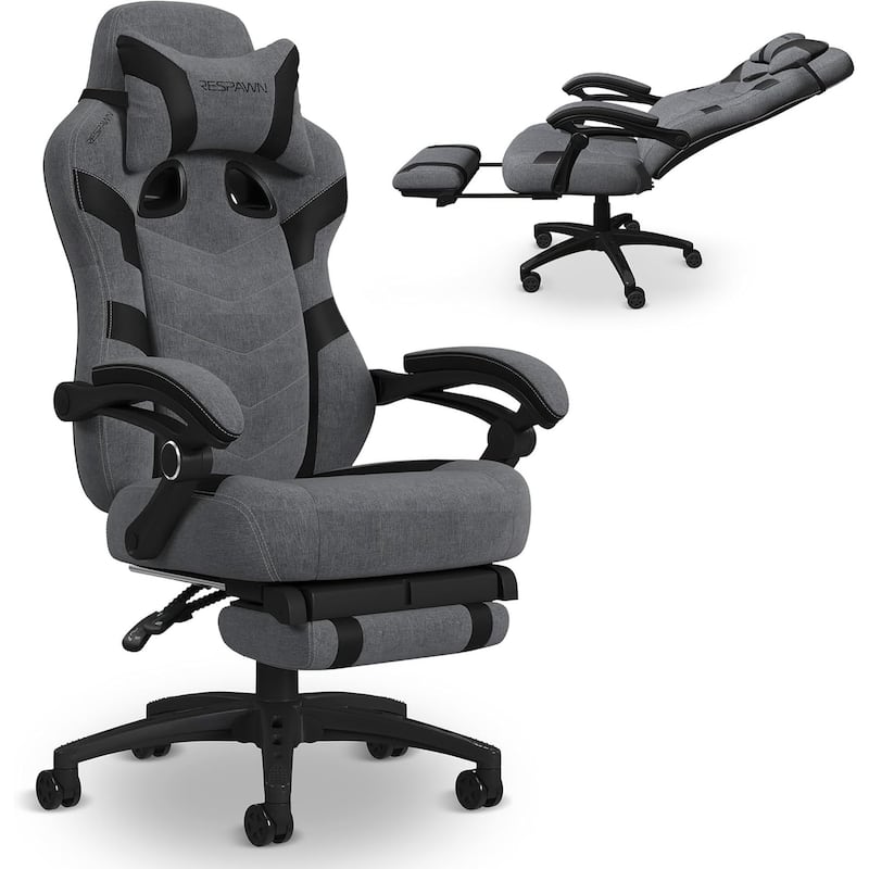 RESPAWN 110 Pro Gaming Chair - Gaming Chair with Footrest, Ergonomic Computer Desk Chair - Grey