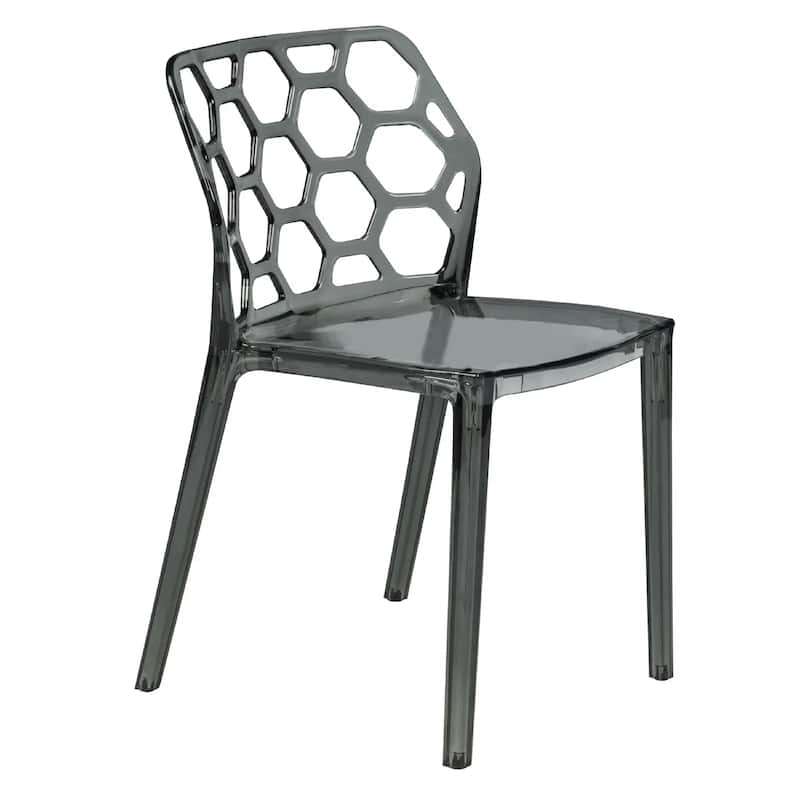 Dynamic Modern Transparent Honeycomb Cut Out Lucite Stackable Dining Chair for Home Dining Rooms Patio Commercial Event Seating - Transparent Black