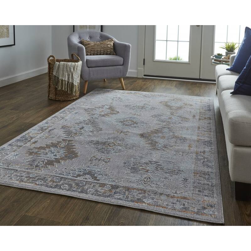 Xogiw Power Loomed Distressed Geometric Modern Stain Resistant Durable Area Rug By HomeRoots - 5' x 8'