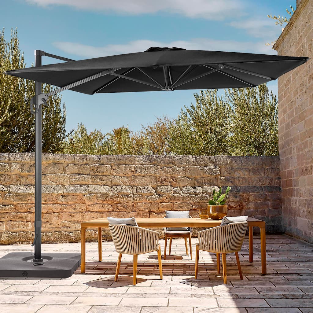 LIVOOSUN 11.5x9FT Aluminum Cantilever Patio Umbrella Solution-Dyed Fabric w/Base