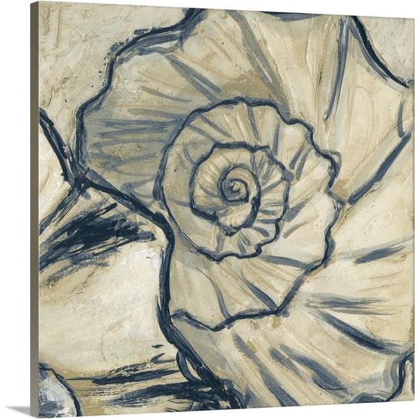 "Navy Seashell Spiral II" Canvas Wall Art