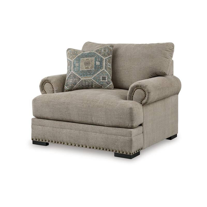 Golo Accent Armchair, Throw Pillow, 44 Inch Taupe Gray, Nailhead Trim