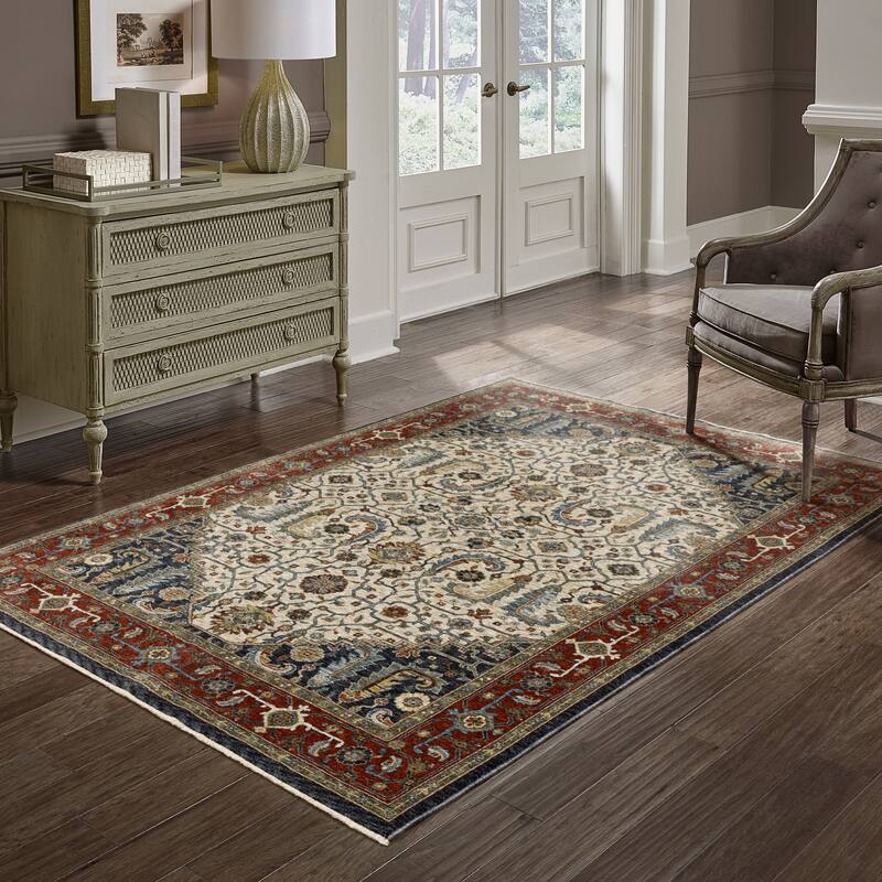 Style Haven Amelie Bordered Persian Ivory/ Red Indoor Area Rug - 5' 3" x 7' 6"