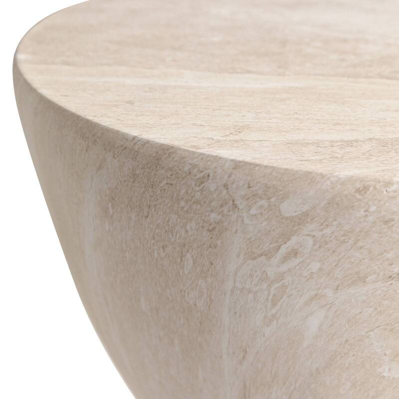Loft 14-Inch Modern Round Accent Fiberstone Side Table for Indoor Outdoor Patio, Living Room, or Home Office