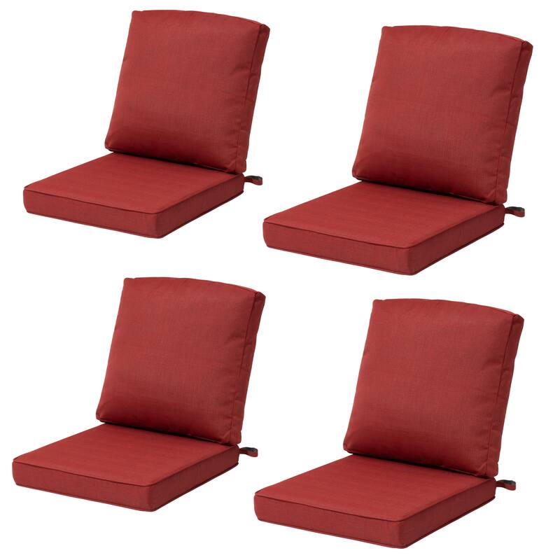 22 x 21 in Outdoor Patio Deep Seat Cushions Set Water Resistant - CHILI - 4PC