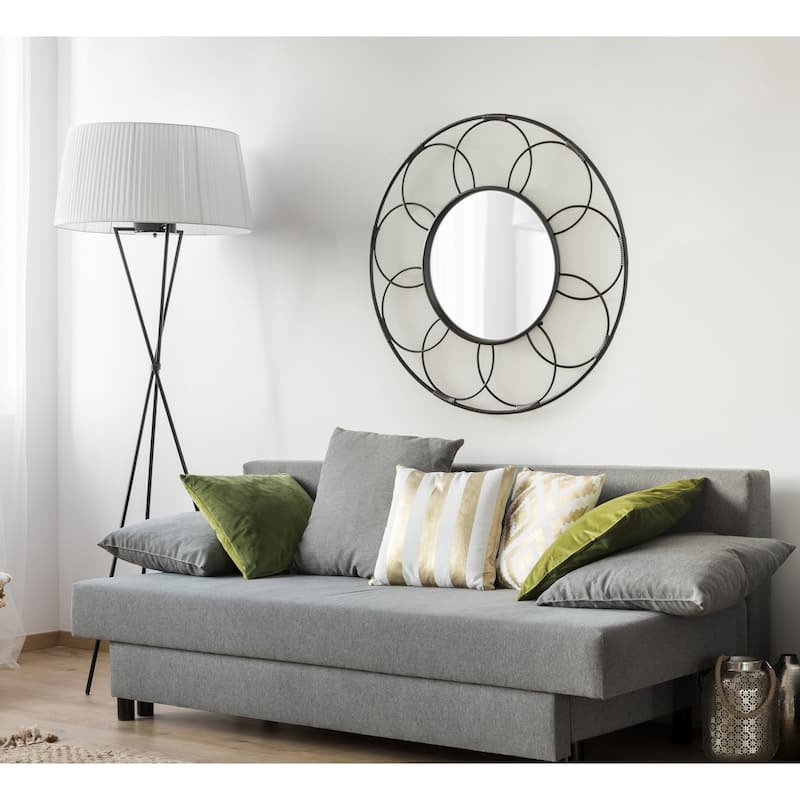 Kate and Laurel Cori Round Rattan Mirror