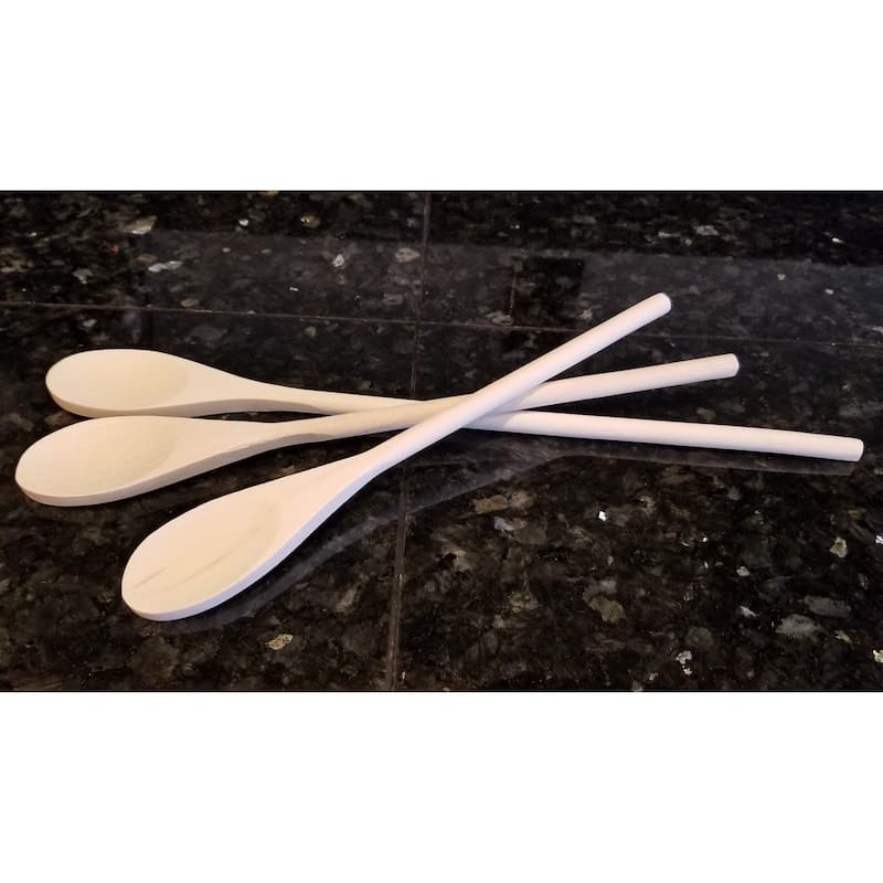 3 piece Long Handle Wooden Mixing Spoon Set - 10", 12" and 14" Long