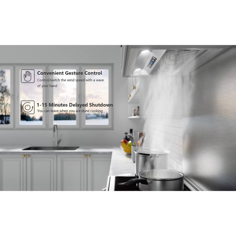 IKTCH 42 Inch Builtin/Insert Range Hood 900 CFM Quiet and Efficient