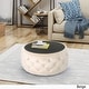 preview thumbnail 2 of 16, Chana Glam Velvet and Tempered Glass Coffee Table Ottoman by Christopher Knight Home