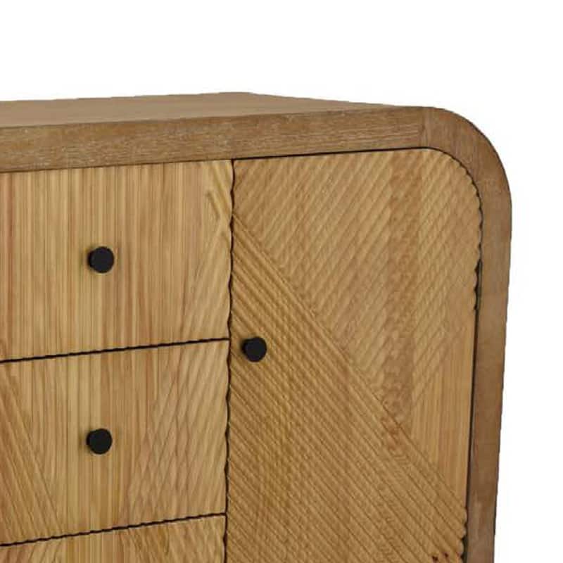 Aki Storage Cabinet Dresser, 3 Drawers and 2 Doors, 47 Inch Brown Wood