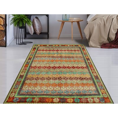 Noori Rug Balochi Leola Red/Orange Rug - 4'10" x 6'5"