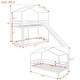preview thumbnail 5 of 11, Twin Over Twin Bunk Bed with Roof, Slide & Ladder, Solid Pine Wood House Bed w/Full Length Railings, Multiple Installation,White