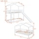 preview thumbnail 7 of 37, Twin Over Twin Wood House Bunk Bed with Roof, Slide and Ladder