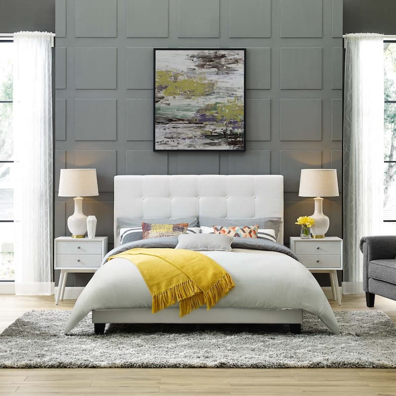 Copper Grove Bienhoa Queen Button-tufted Upholstered Platform Bed - White