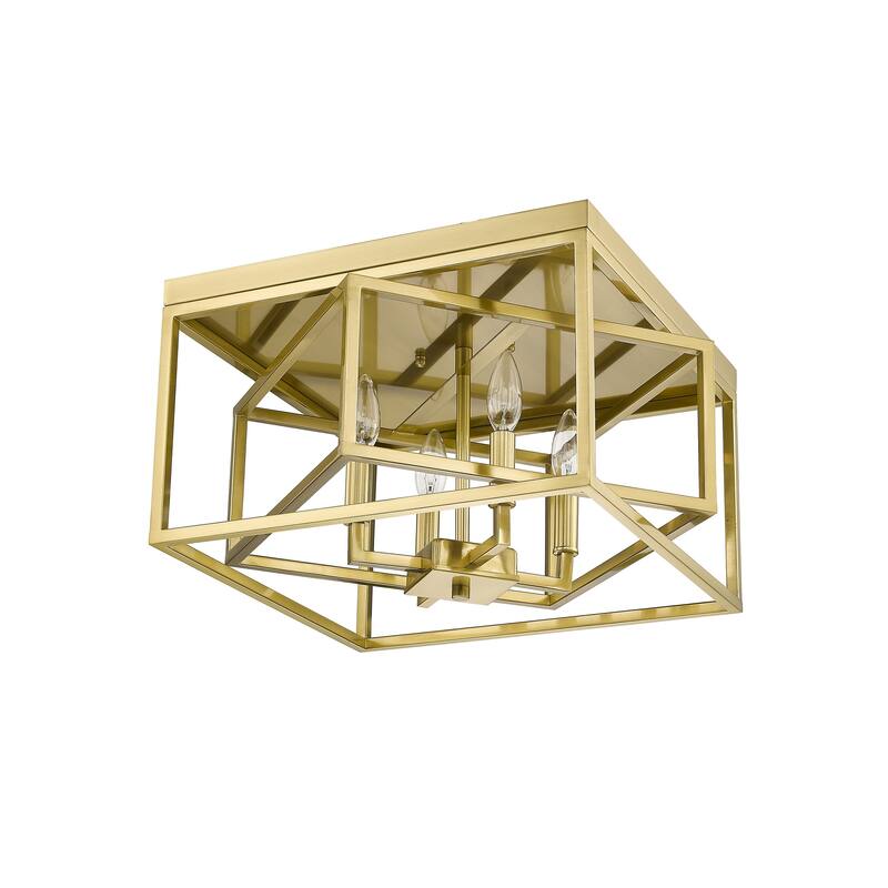 4-Light Gold Interlocked Box Flush Mount