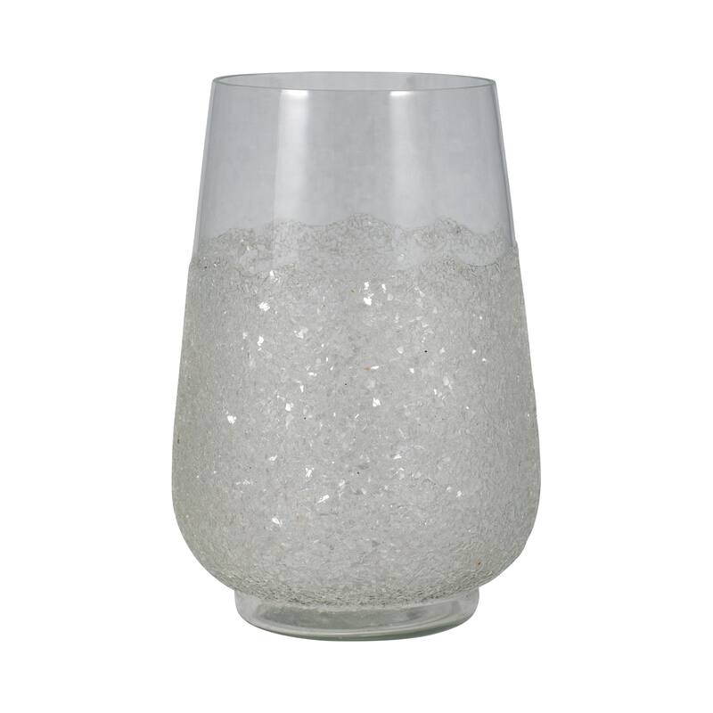 Sagebrook Home Glass, Sugar Vase, Clear, Cylinder, Solid - 7" x 7" x 10" - Clear/frost