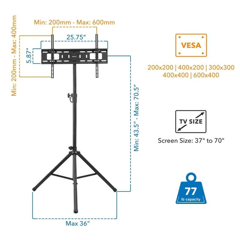 Mount-It! Tripod Portable TV Stand Fits LCD LED Flat Screen TV - Black