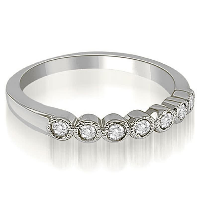 0.21 CT Antique Stackable Milgrain Bezel Diamond Wedding Ring in 14KT