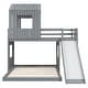 preview thumbnail 41 of 47, Friendly Design Twin over Full Bunk Bed, Loft Bed with Playhous
