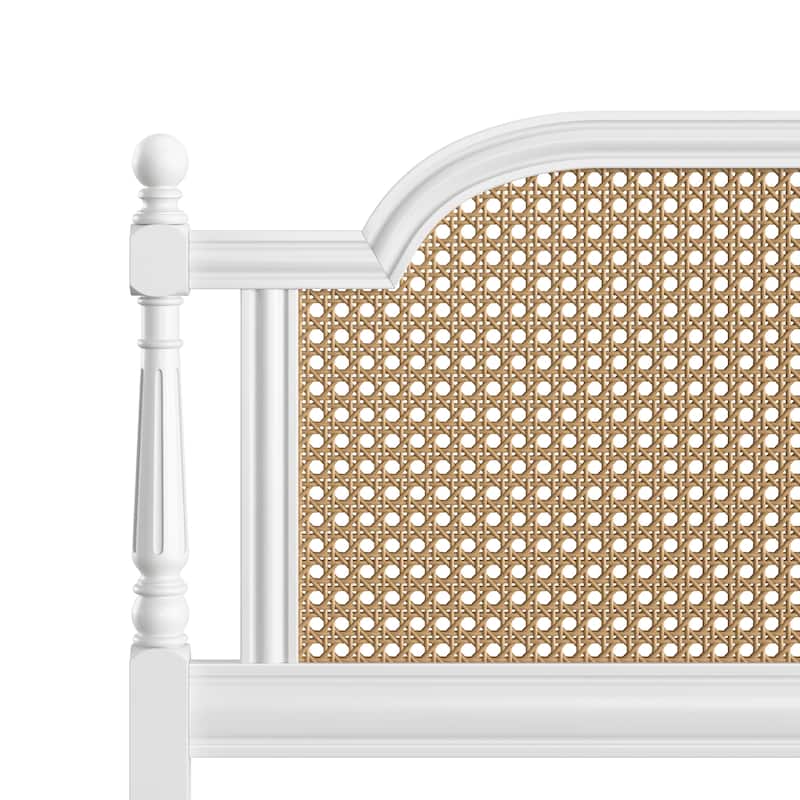 Hillsdale Melanie Wood and Cane Headboard with Frame, White