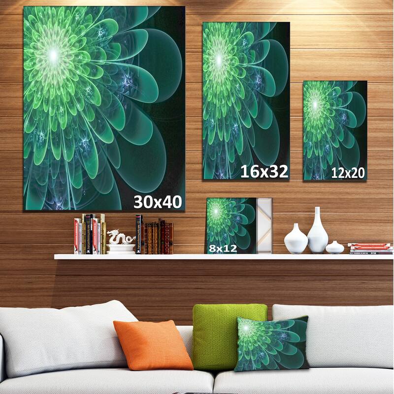 Designart "Perfect Fractal Flower in Soft Green" Floral Canvas Art Print Bed Bath & Beyond