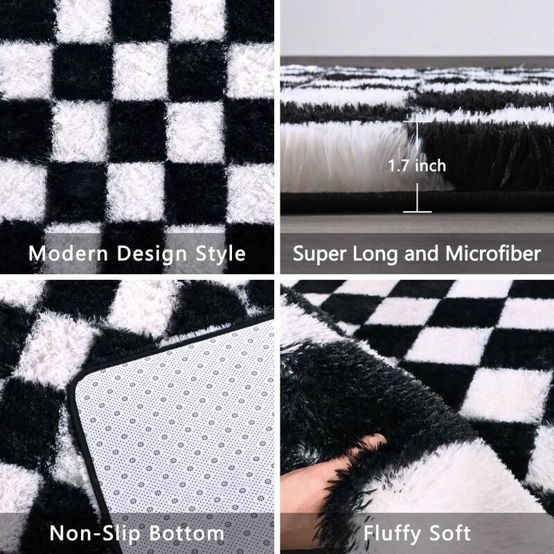 Rugs for Bedroom Living Room, Black and White