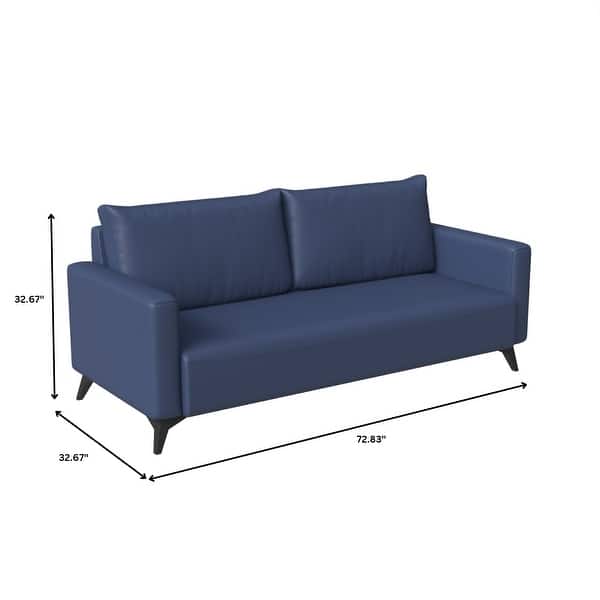 dimension image slide 0 of 3, Inno 3-Seater Modern Leather Sofa Couch with Solid Wood Frame, Stainless Steel Legs and Detachable Back Cushions