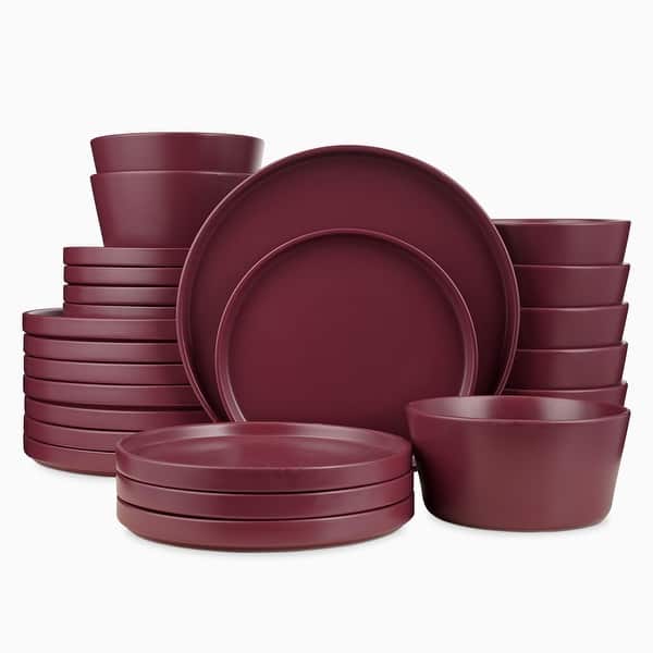 Black Dishes Set For Stone Lain Celina Stoneware 24-Piece