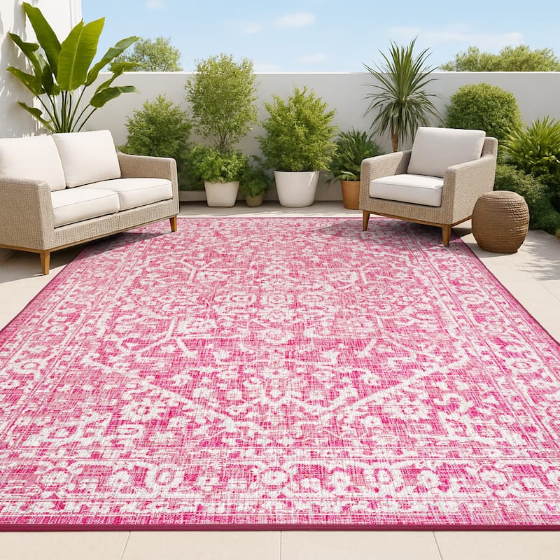 JONATHAN Y Medallion Textured Weave Indoor/Outdoor Area Rug