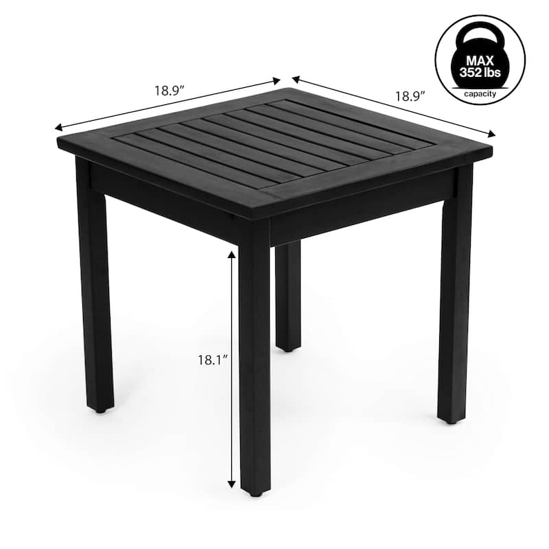 18.9" Square Slatted Solid Acacia Wood Indoor/Outdoor Adirondack Side Table, By JONATHAN Y