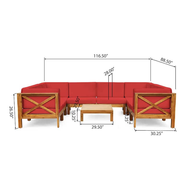 Brava Acacia Wood Outdoor Sectional Sofa by Christopher Knight Home
