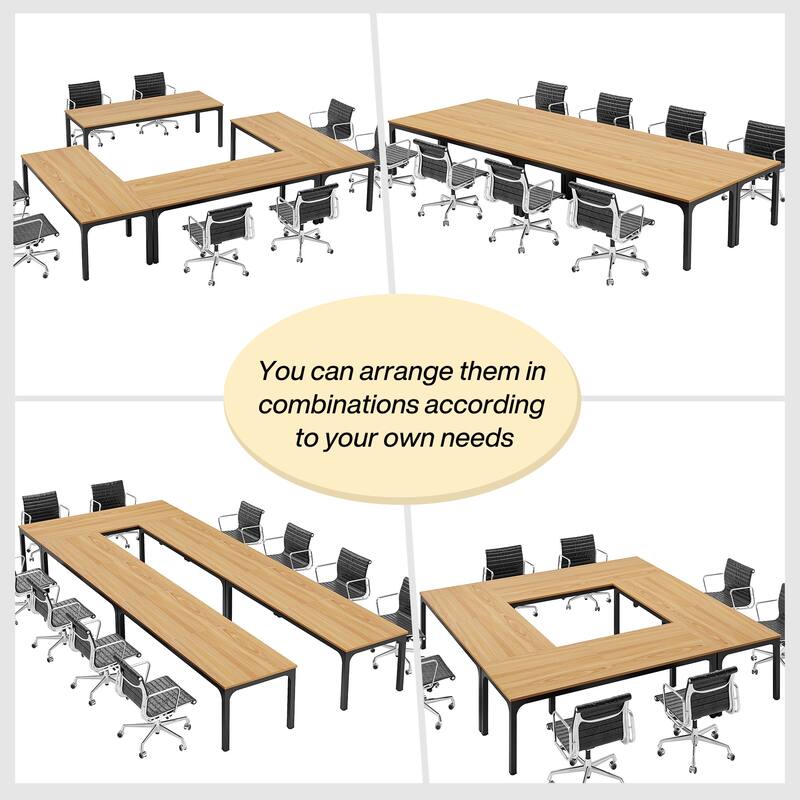 Modern Office 13FT Conference Table Set of 6, Large Rectangle Meeting Table, 78.74-Inch Long Business Seminar Table