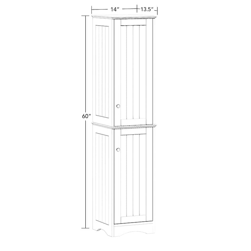 RiverRidge Ashland Two-Door Tall Bathroom Storage Cabinet and Linen Organizer with Adjustable Shelves - White