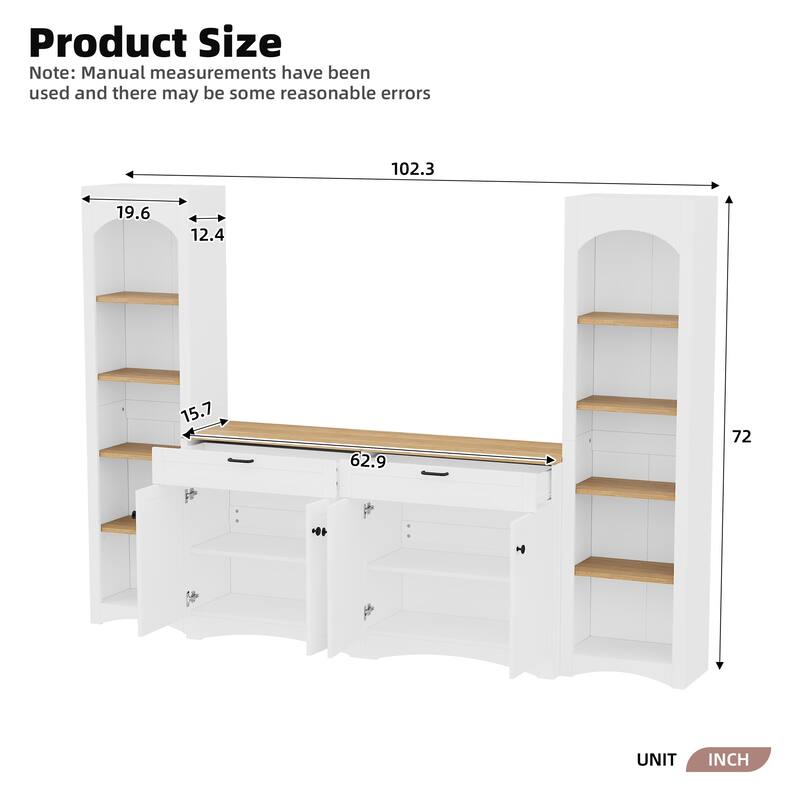 102.3" Display Units - 3-Piece Configurable Set with 6 Adjustable Shelves and Anti-Tip Safety
