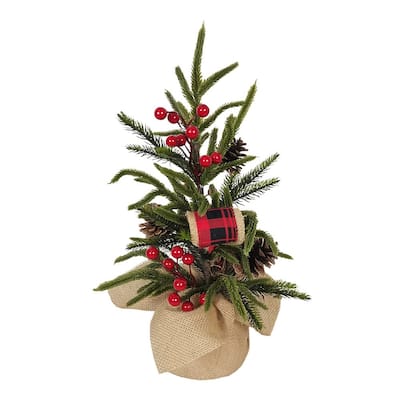 Kurt Adler 24-Inch Unlit Berries and Pinecones Green Tree In Burlap Base