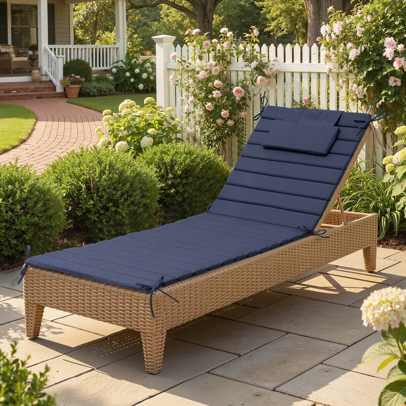 Pellebant Outdoor Chaise Lounge Cushions Patio Lounger Pad with Straps