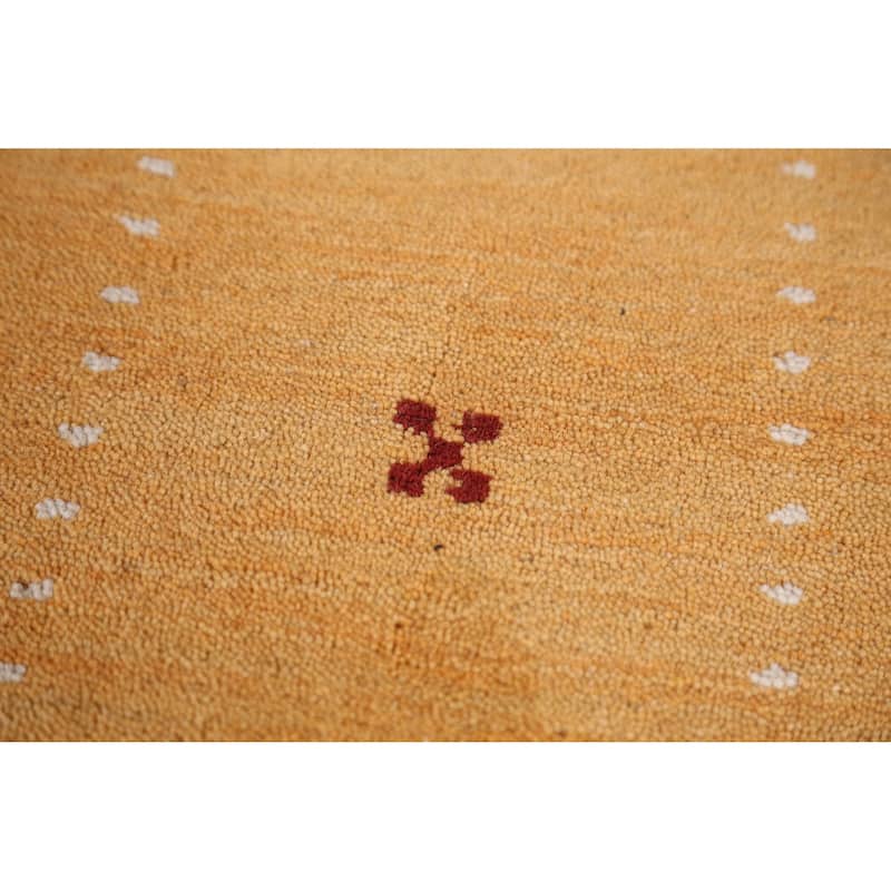 Gold Animals Gabbeh Indian Rug Handmade Wool Carpet - 4'8" x 6'3"